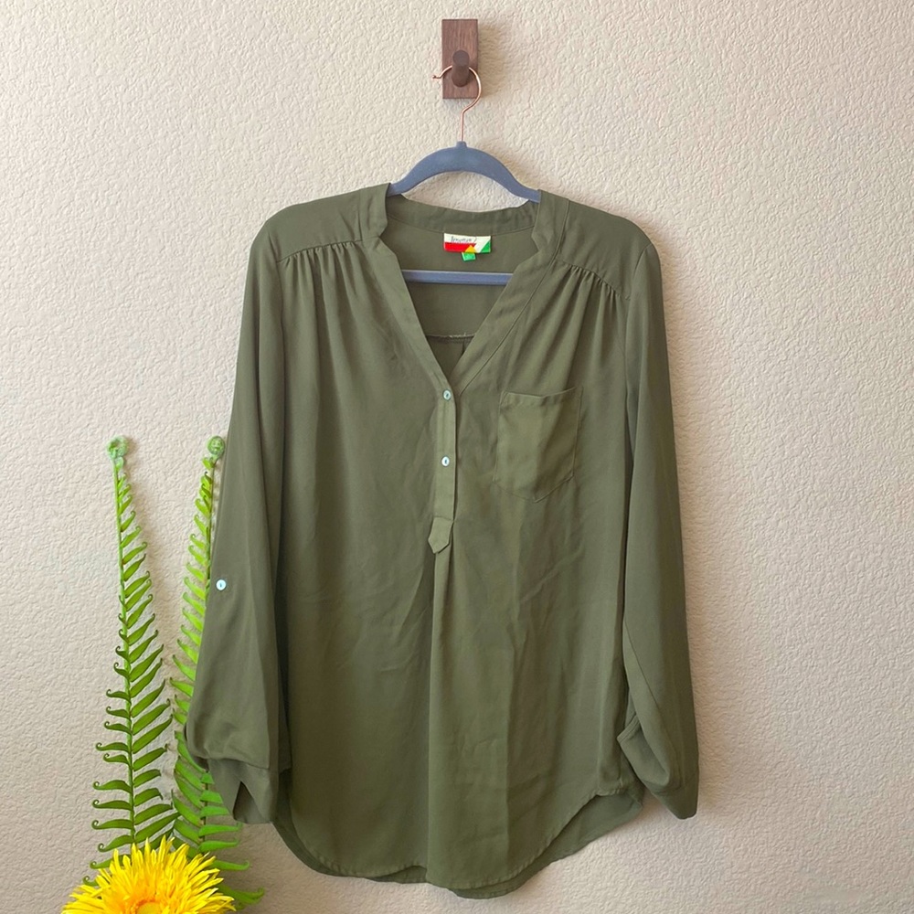 ModCloth Olive Green Blouse